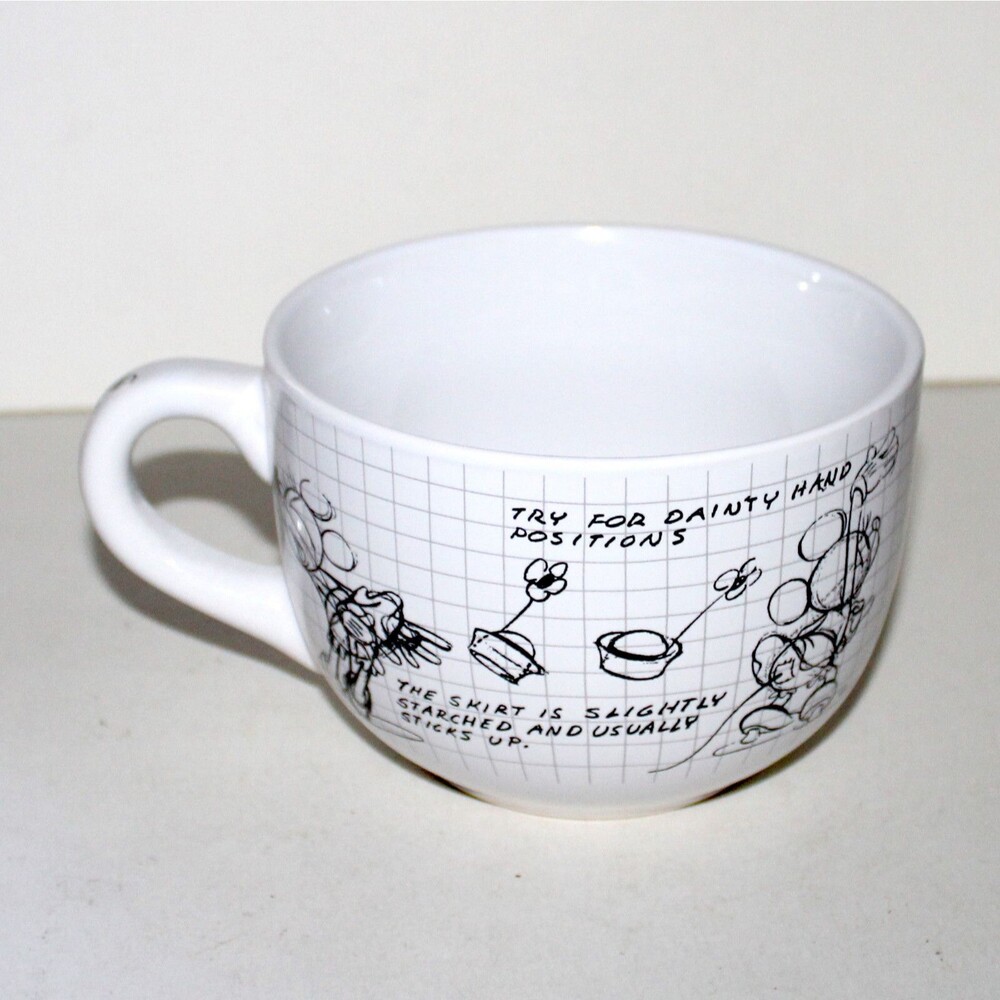 Disney Sketchbook Minnie Soup Cup ceramic white drawing coffee mug 20 oz